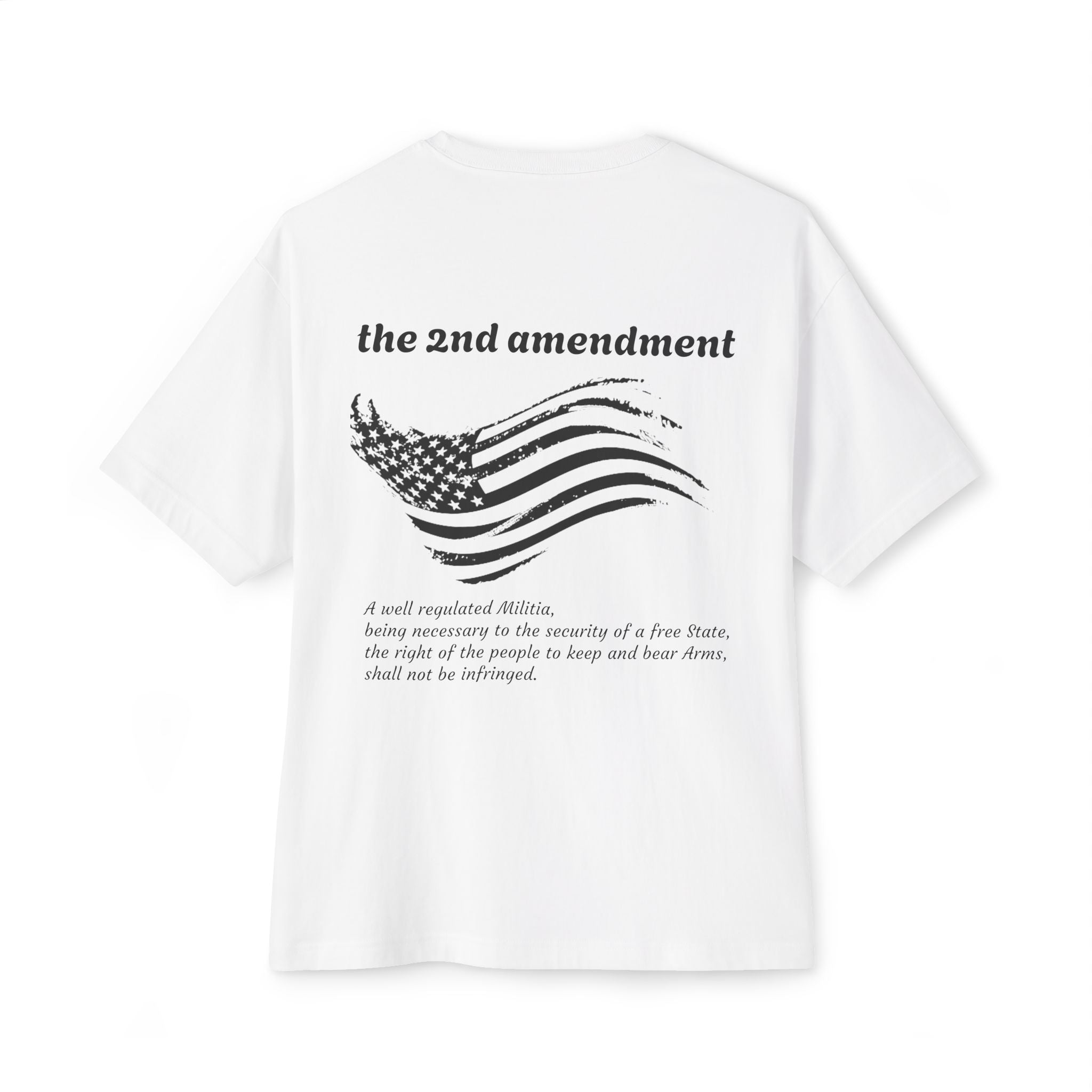 Oversized Tee with Distressed American Flag & Memorial Quote