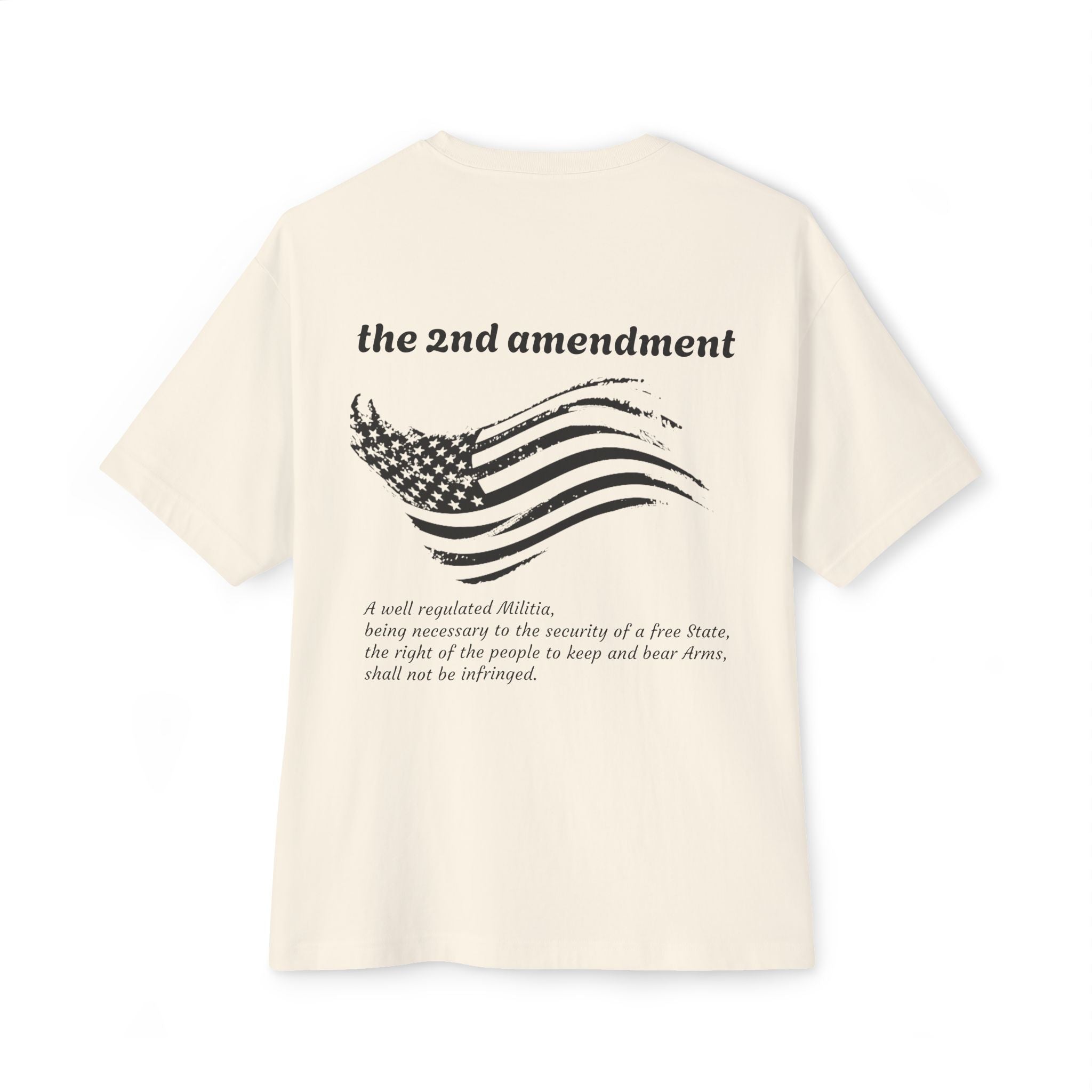 Oversized Tee with Distressed American Flag & Memorial Quote